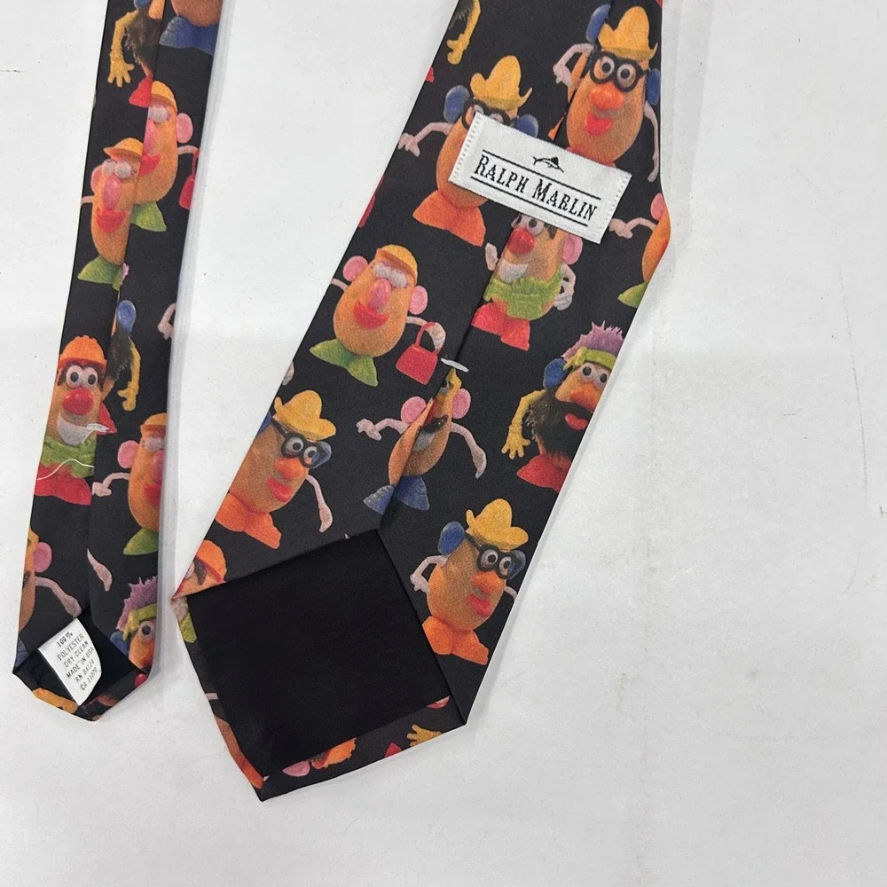 Ralph Marlin Mr. Potato Head Novelty Necktie Black Kitsch Toycore Retro USA